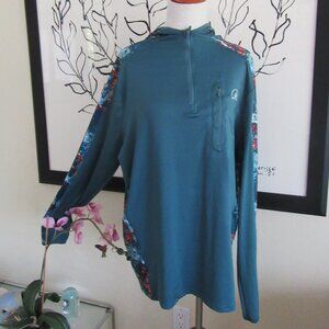 EXCURZION Women's polyester/spandex hoodie size Large - teal - zip neckline